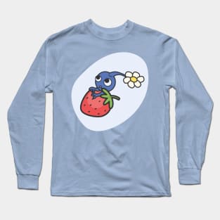 Blue Pikmin on a strawberry Long Sleeve T-Shirt